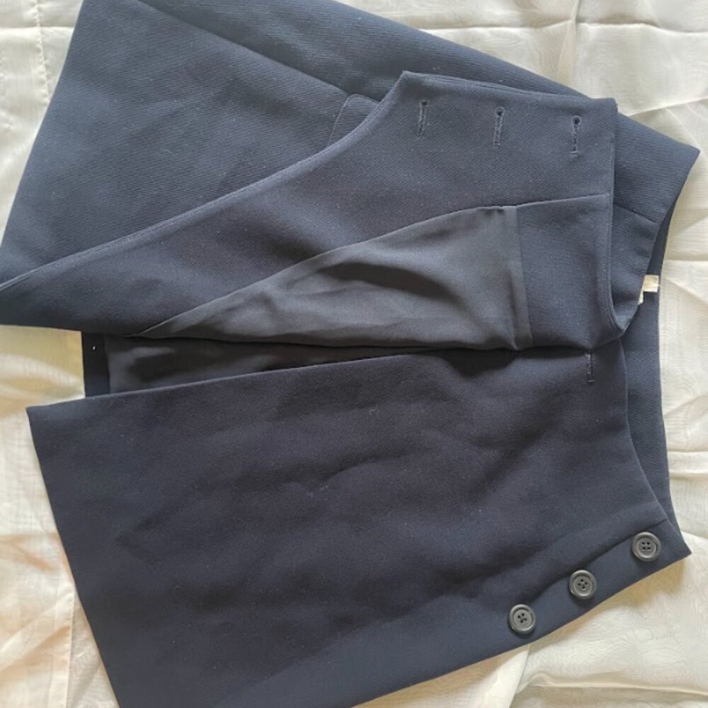 Navy Blue Wrap Mini Skirt - Picture 9 of 10